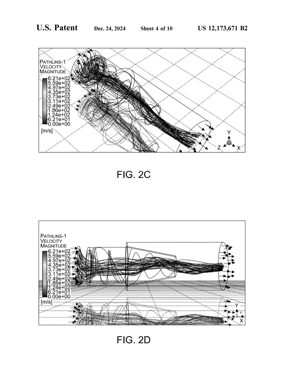 FIG. 1B: column, vortex and blanket gas paths
